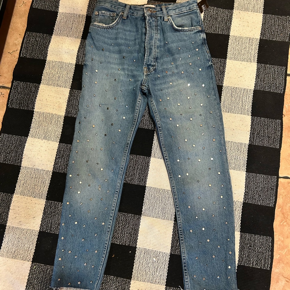 Zara Women's Denim Skinny Jeans with Embellishments